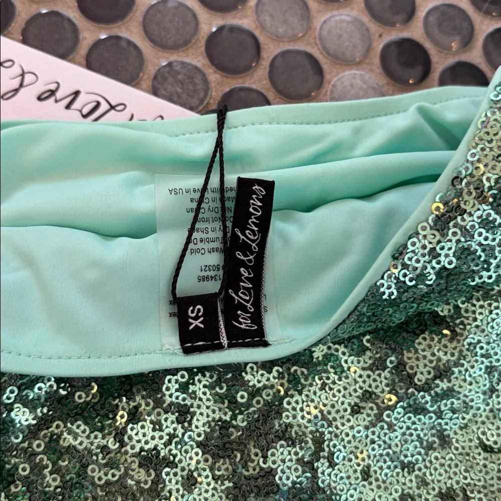 For Love And Lemons Mint Sequin Bikini Bottom - Picture 2 of 2